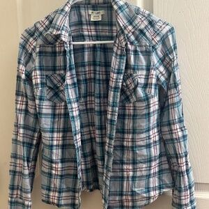 At Last Striped Flannel Long Sleeve Shirt M